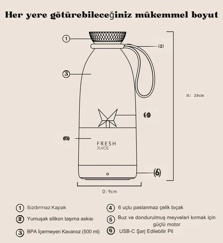 Blendio Şarjlı Taşınabilir Blender