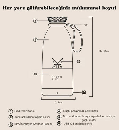Blendio Şarjlı Taşınabilir Blender
